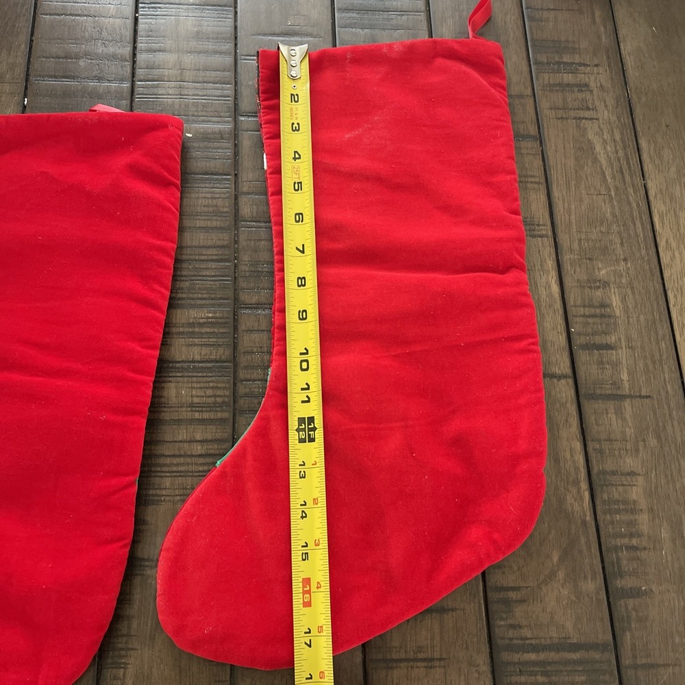 2 VTG Scottie Dog Red Velvet Black Christmas Tree Stockings Cute - Picture 7 of 8